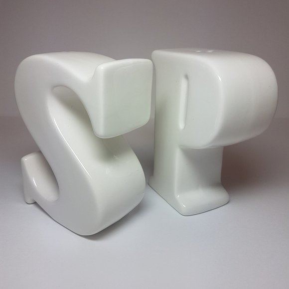Vintage Alphabet Letters Ceramic Salt and Pepper Shakers White - Picture 5 of 9